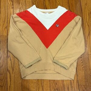 Vintage Fila Beige and Red Crewneck Sweatshirt